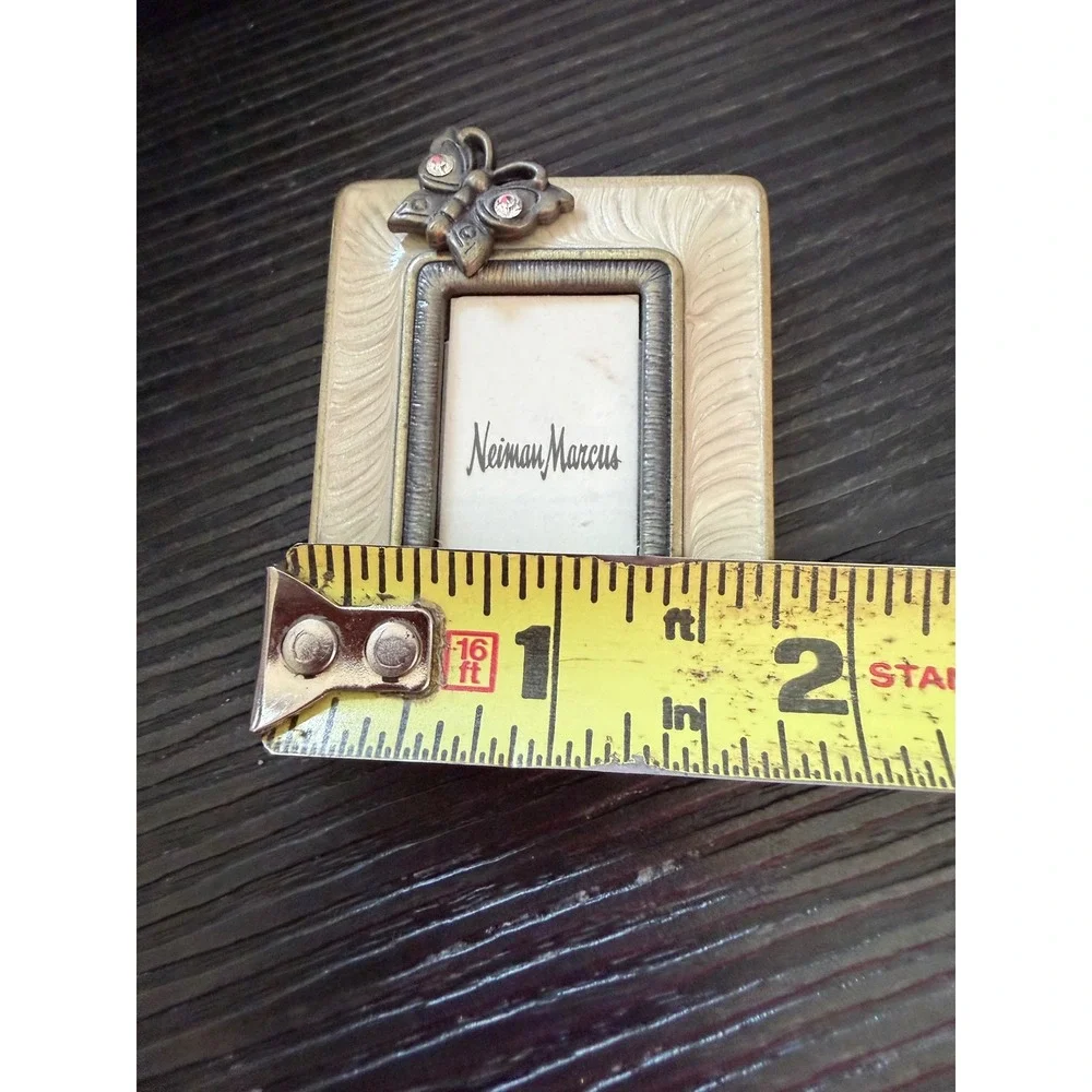Jay Strongwater Neiman Marcus Mini Butterfly Enamel Picture Frame Cream